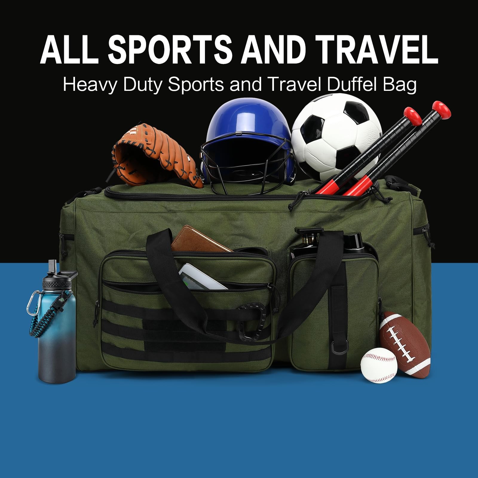 120L Extra Large Duffle Bag for Men, 32″ Heavy Duty Sports Gym and Travel Duf…
