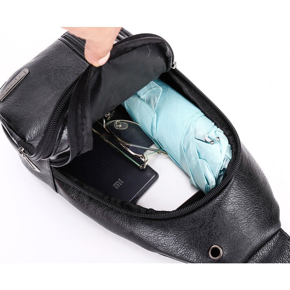 Men’s Large Capacity Single Shoulder Crossbody Bag Multifunctional Chest Bag US