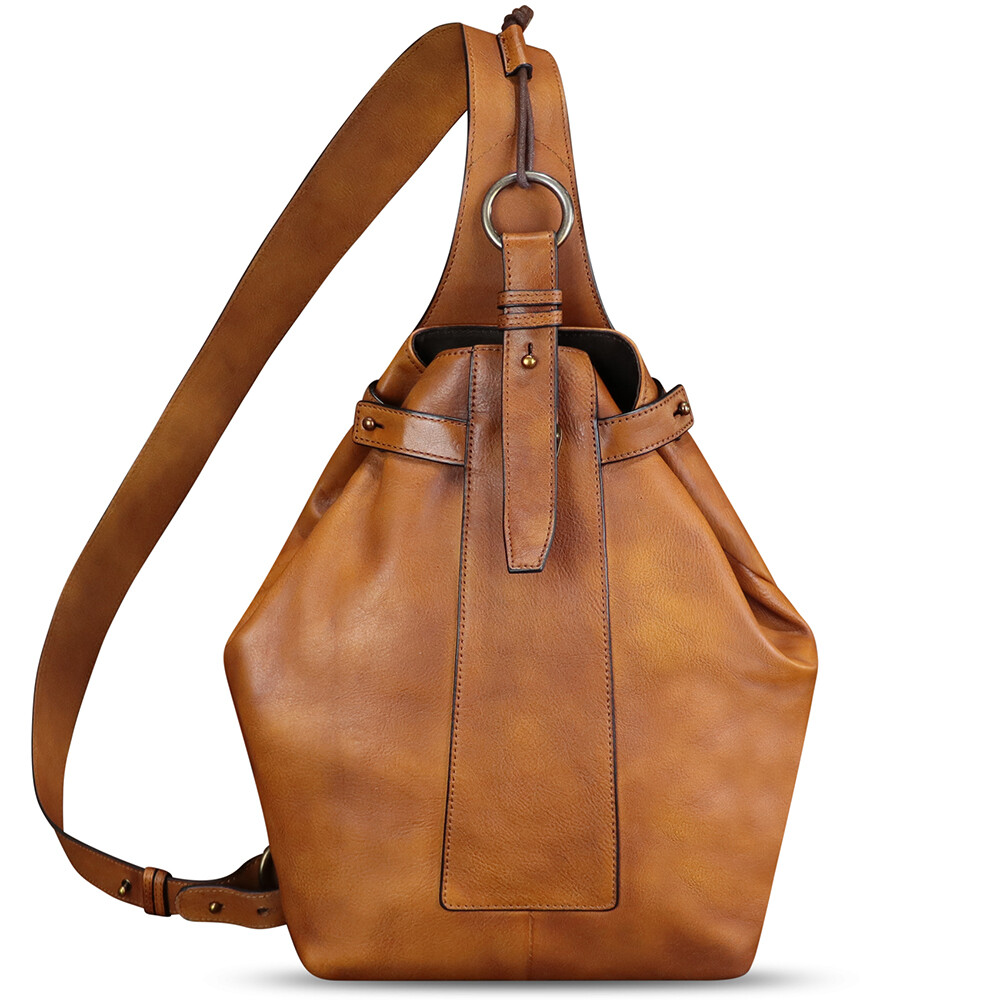 Genuine Leather Large Sling Bag Men Women Chest Crossbody Bag Sling Purse Ipad