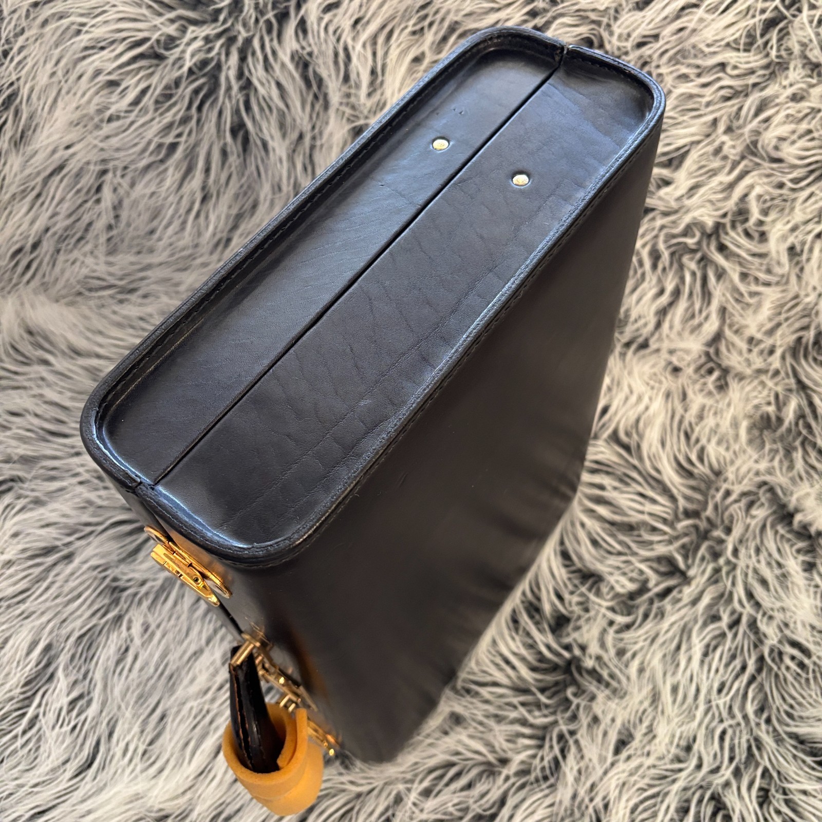 VTG Schlesinger Brothers Black Saddle Leather Briefcase Attaché RARE Sz 18 NWT
