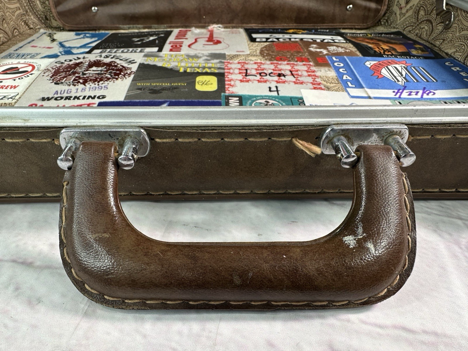 Vintage 1960’s Sears Featherlite Attache Briefcase w/ Band Backstage/Stickers