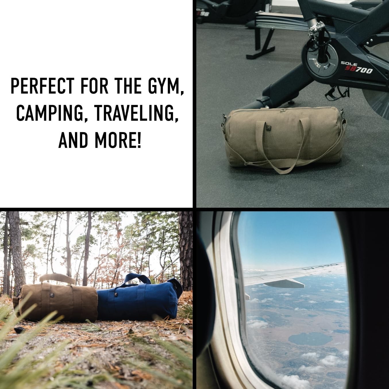 24″ Heavy-Duty Canvas Shoulder Duffle Bag – Rugged Travel Gym Gear Equipment Bag