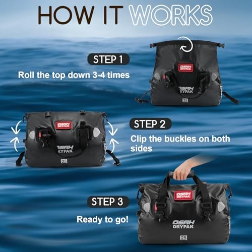 Waterproof Duffel Bag – Motorcycle Dry Bag Tail Bag with Large 40L Black