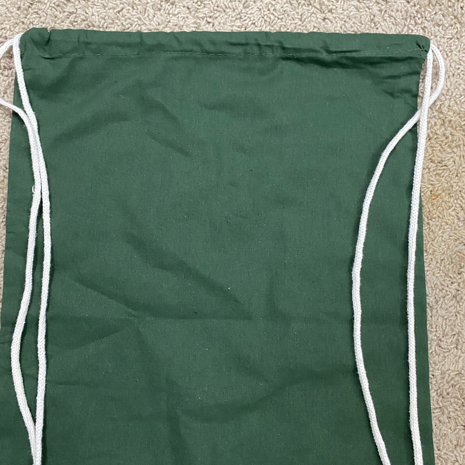 4 Drawstring Backpacks Cotton Canvas 18″x13″ Dark Green Causal Day Bag