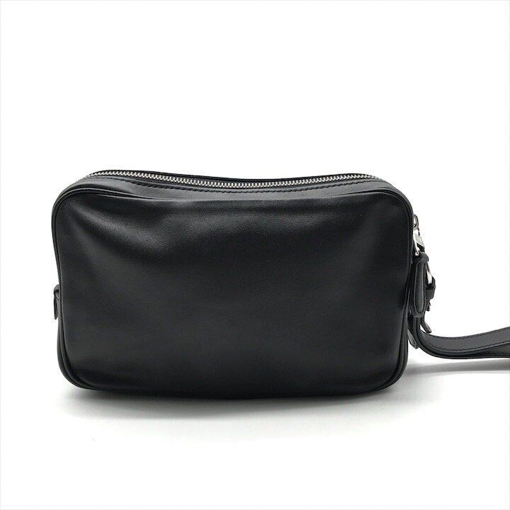 Dunhill Logo Embossed Leather Clutch Handbag Black Men’s Bag 22x13x5 cm