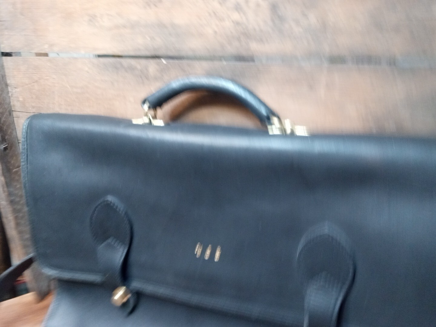 SCHLESINGER Heavy Black Leather Briefcase / Messenger Bag Made in USA