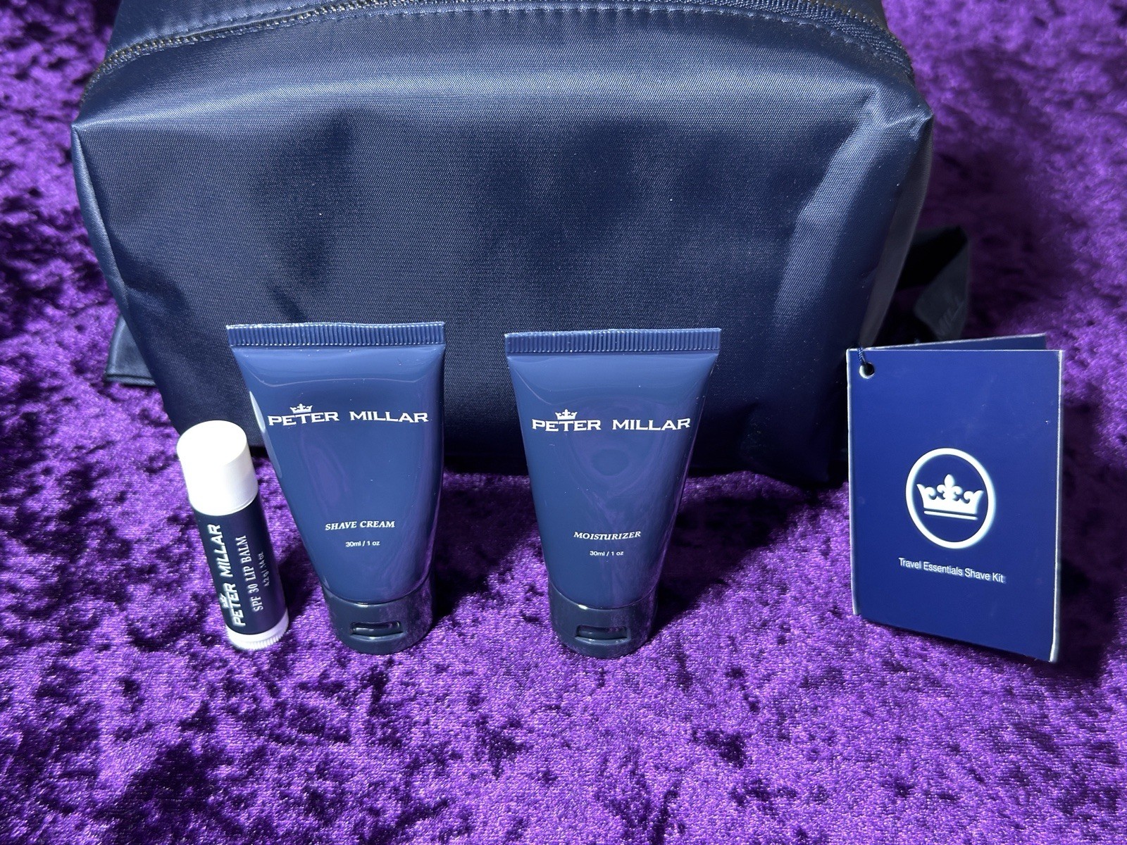 Peter Millar Travel Toiletry Bag Essentials Shave Kit Dopp Shave Cream Lip Balm