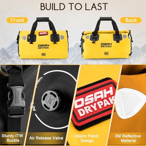 Waterproof Duffel Bag – Motorcycle Dry Bag Tail Bag with Large 60L Yellow