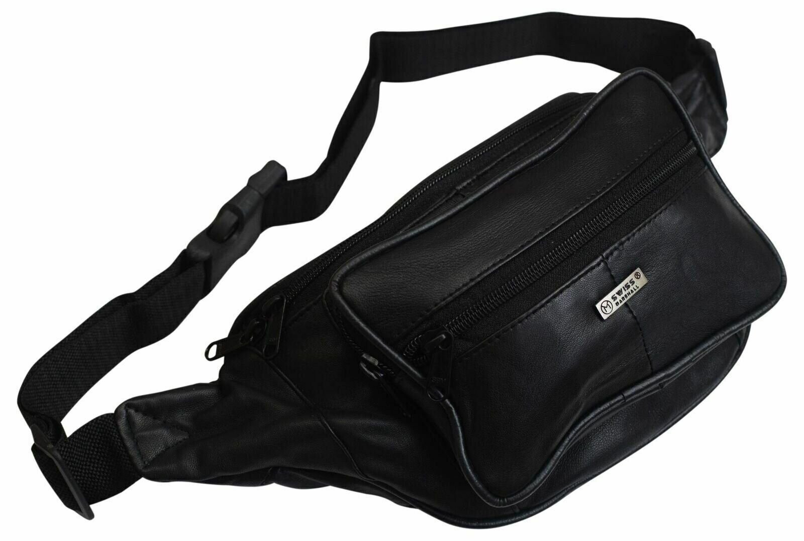 Swiss Marshall Genuine Leather Fanny Pack Waist Bag Classic Style Travel Organiz