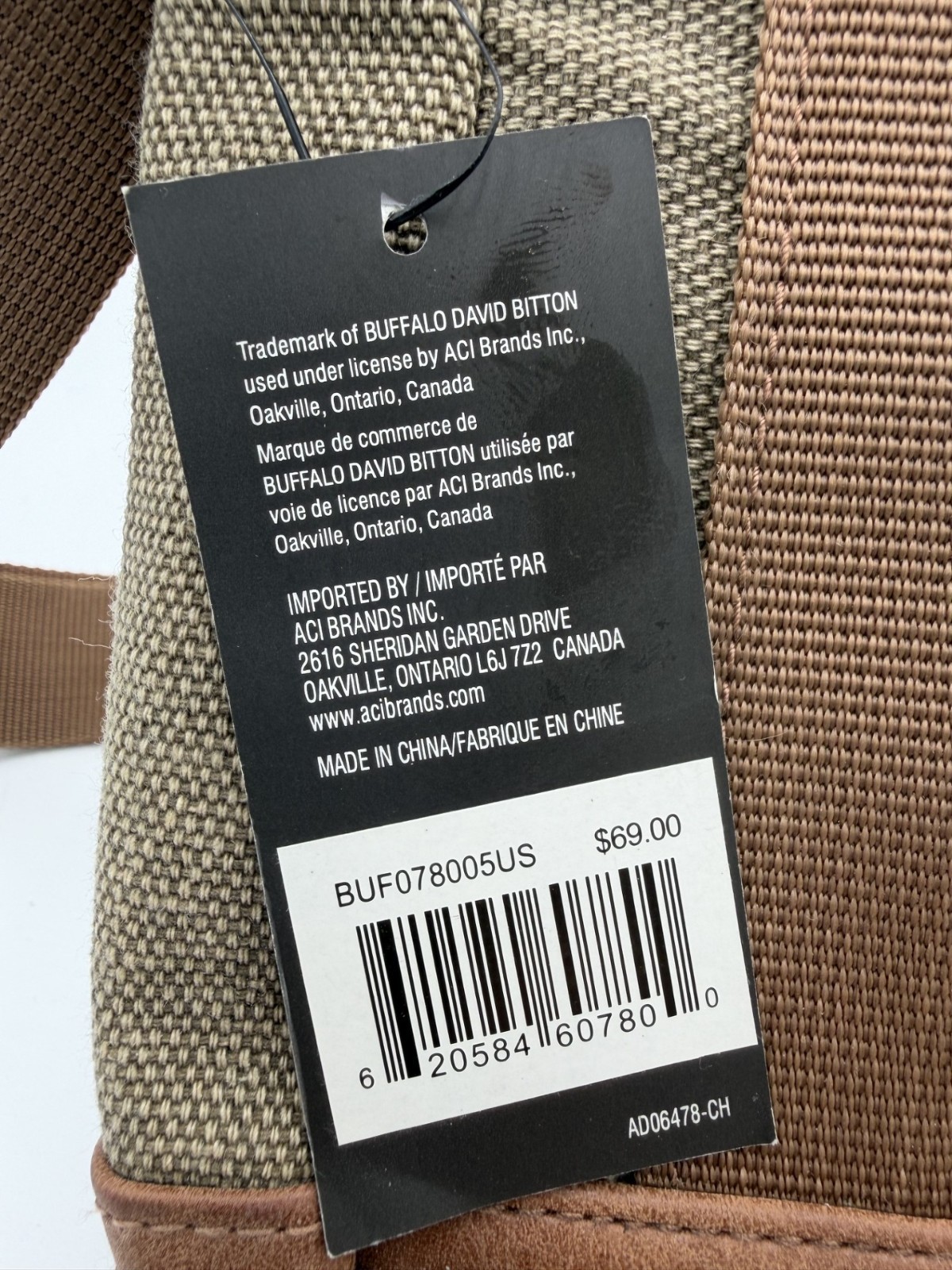 Buffalo David Bitton Crossbody Messenger Bag Canvas Brown 11x11x3 NWT