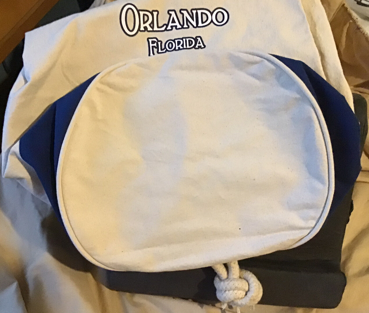 Canvas Duffle Bag 100% Cotton Drawstring Sailor Style Kit Bag Orlando Souvenir