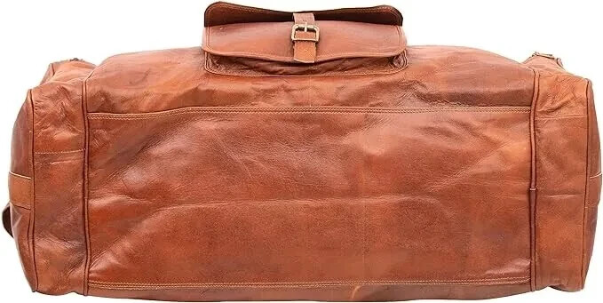 Leather duffle bags large 24 Inch Square Duffel Travel Gym Sports Overnight bag