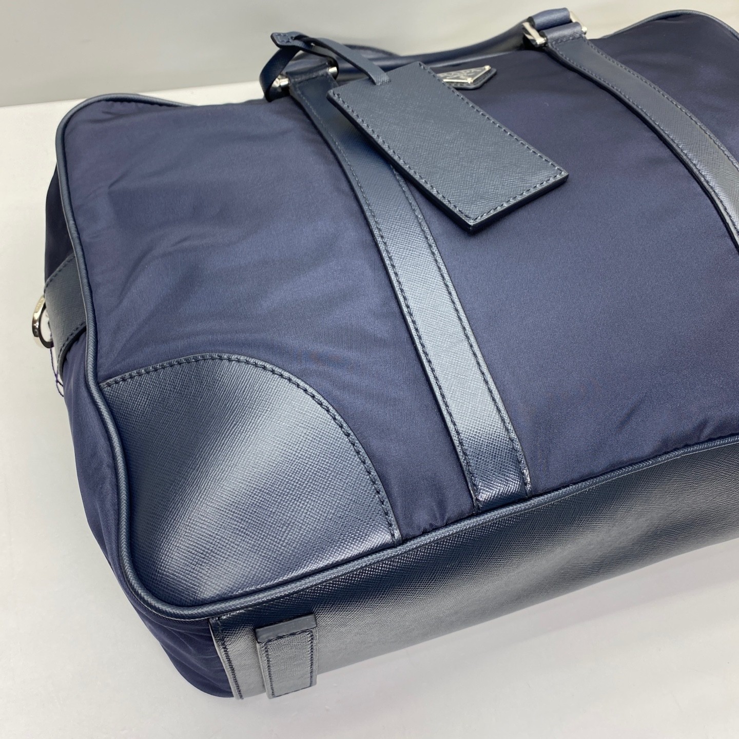 Prada Pre-Owned Authentic Briefcase Blue 36x28x7cm Nylon Free Shipping