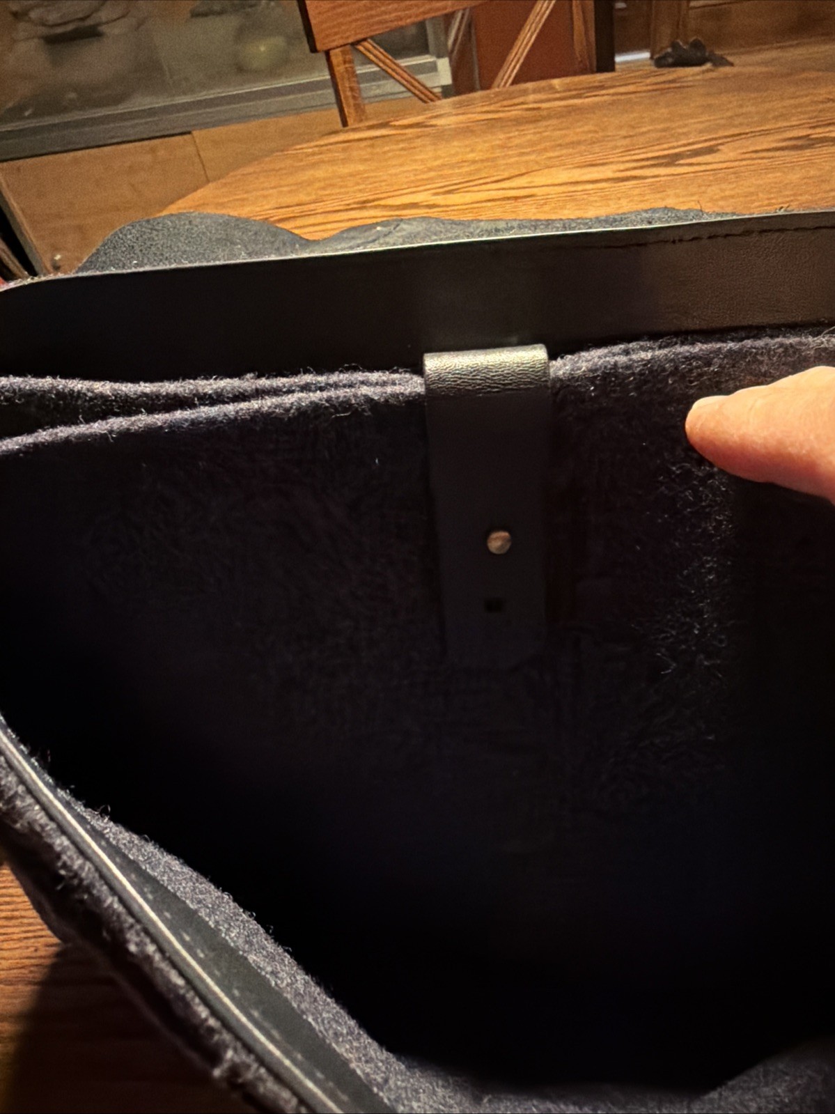 Skagen Leather And Wool Laptop Messenger Bag Blue Grey