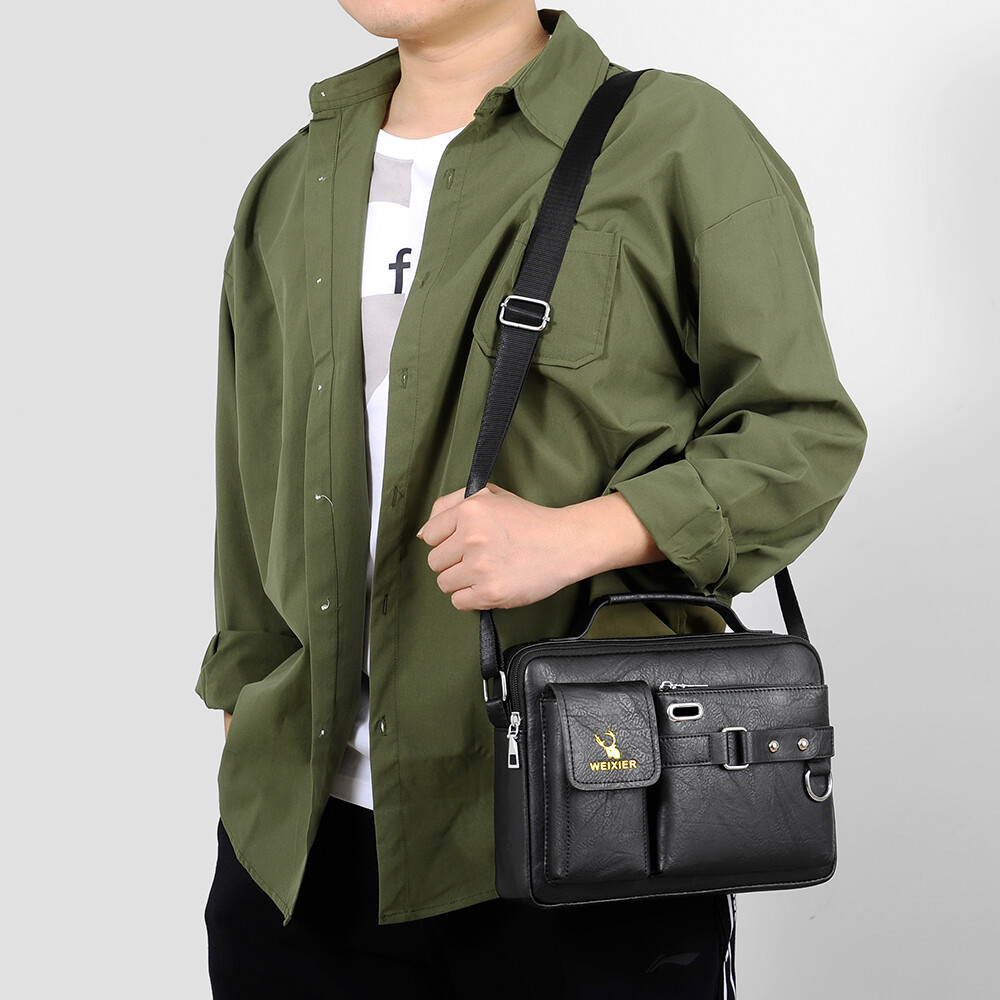 Men’s Handbag Shoulder Bag Leather Business Briefcase Crossbody Casual Fashion