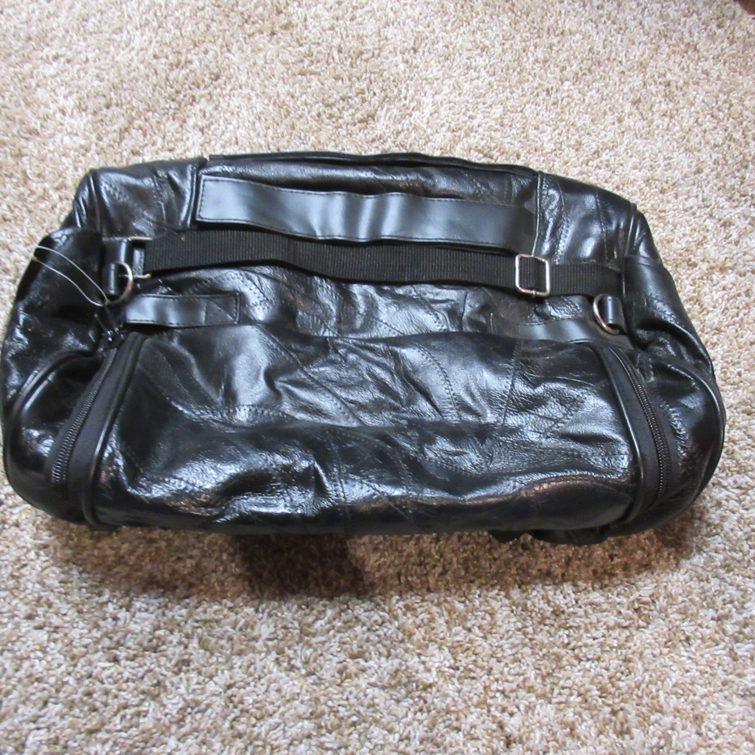 Diamond Plate Genuine Buffalo Leather Luggage Rack Bag Approx. 16″ x 10″ x 5″
