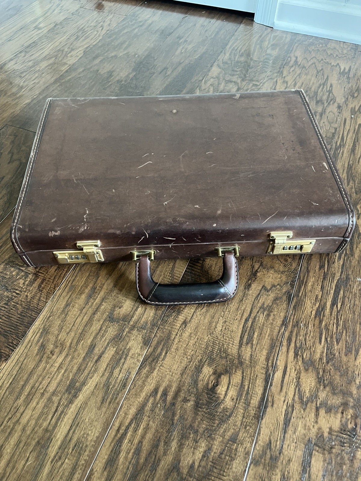 Coach Vintage Briefcase Brown Leather, Hard-Sided with Brass Combo Locks Attache