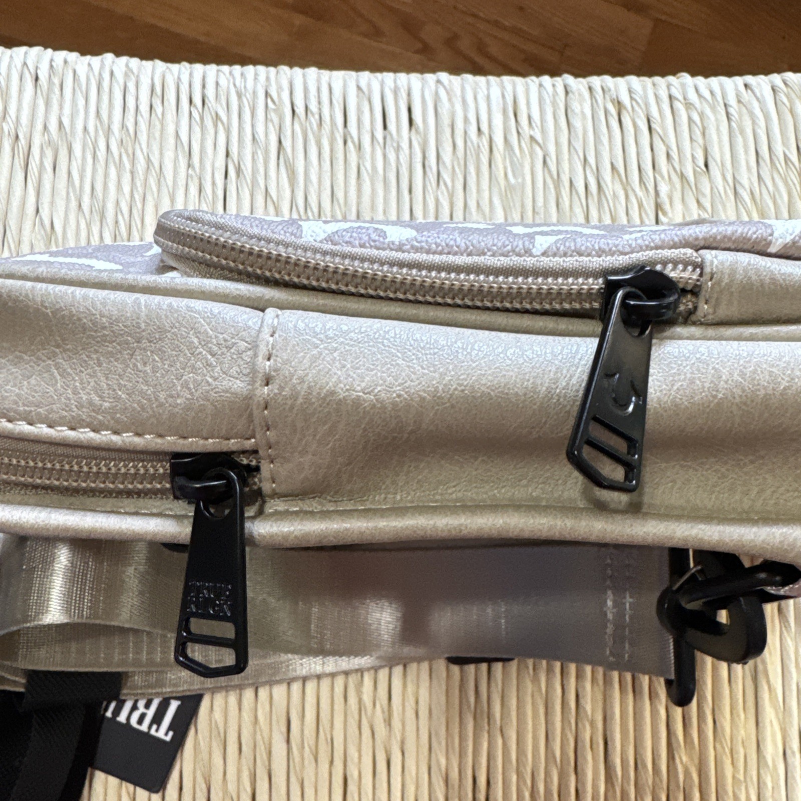 True Religion Sling Bag Crossbody Backpack Beige/Tan Monogram Streetwear Men’s
