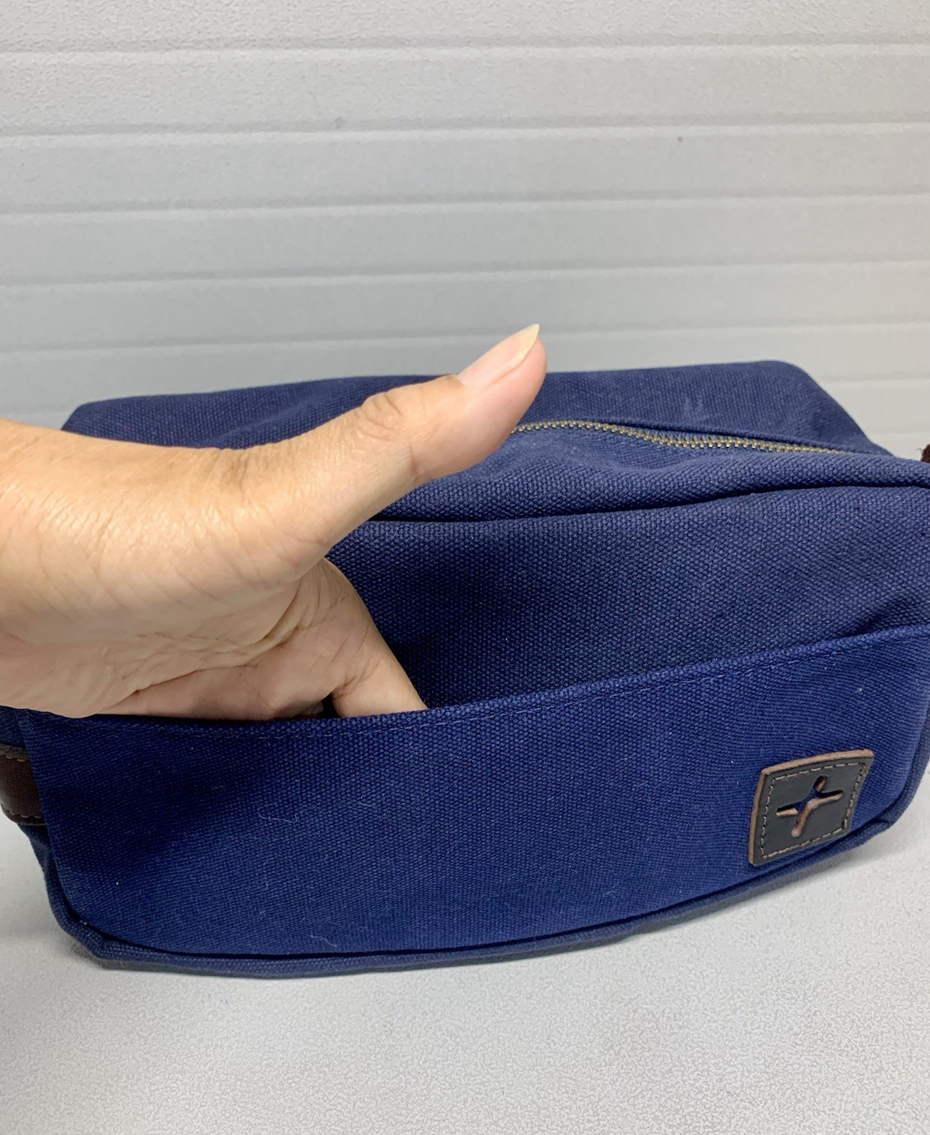 Jack + Mulligan Canvas/LeatherTrm Navy Dopp Bag Toiletry Mens~VERY GOOD CONDITN!