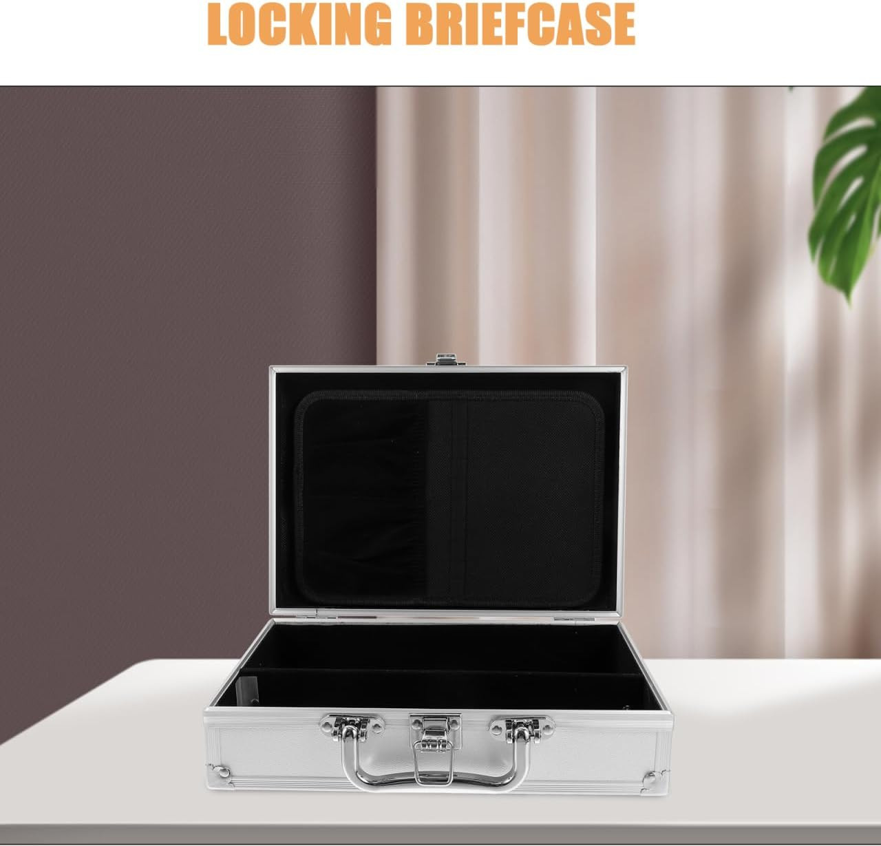 Aluminum Briefcase with Lock Silver Metal Storage Case Tool Box Carry Case
