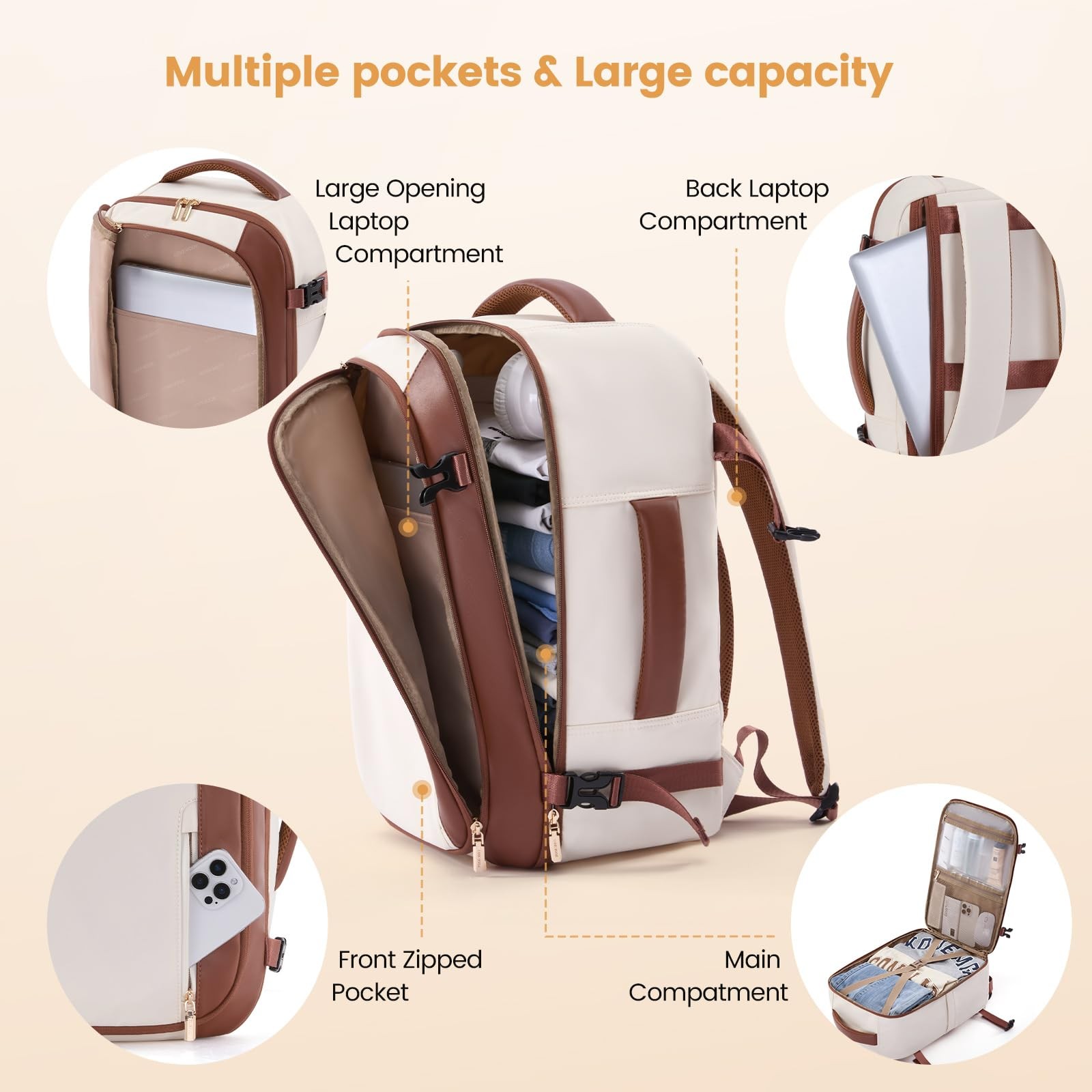 40L Travel Backpack for ,Carry on Luggage Backpack Flight Approved with 3 Pac…
