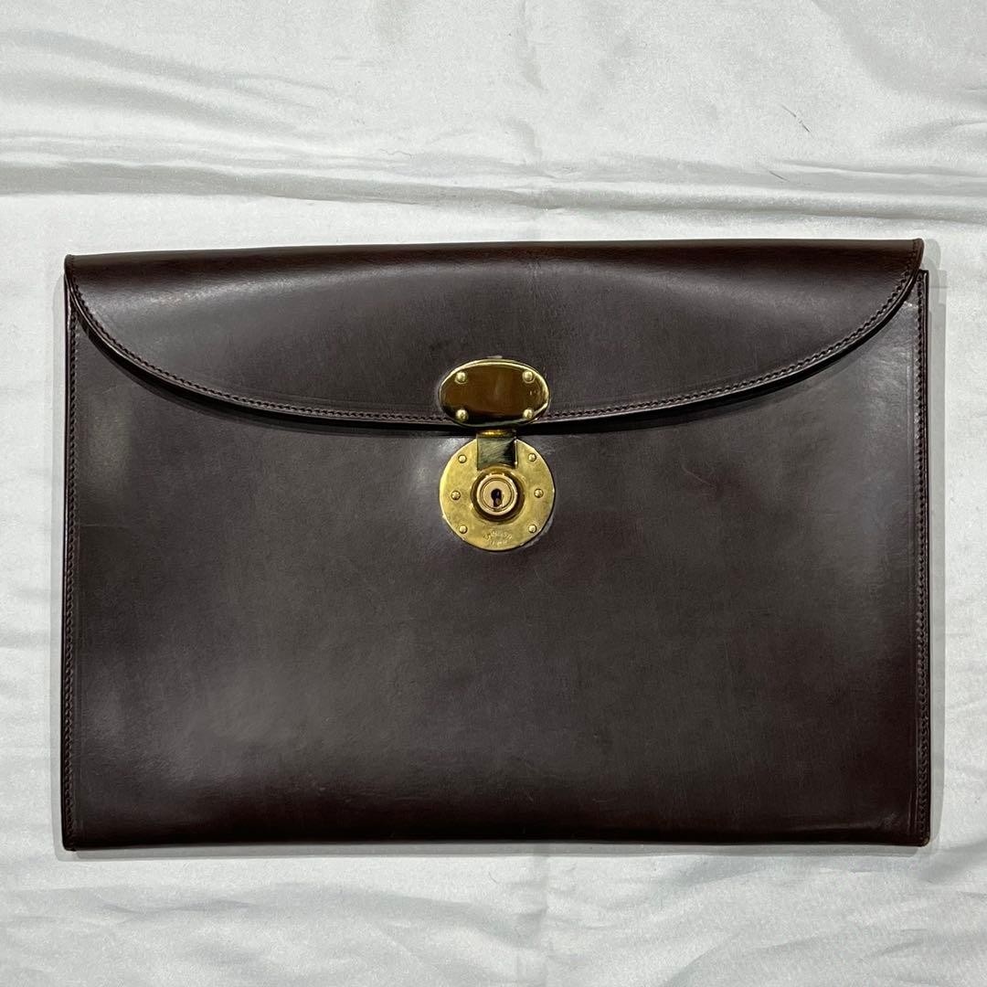 Rutherfords English Bridle Leather Portfolio Bag Brown Made in England Clutch