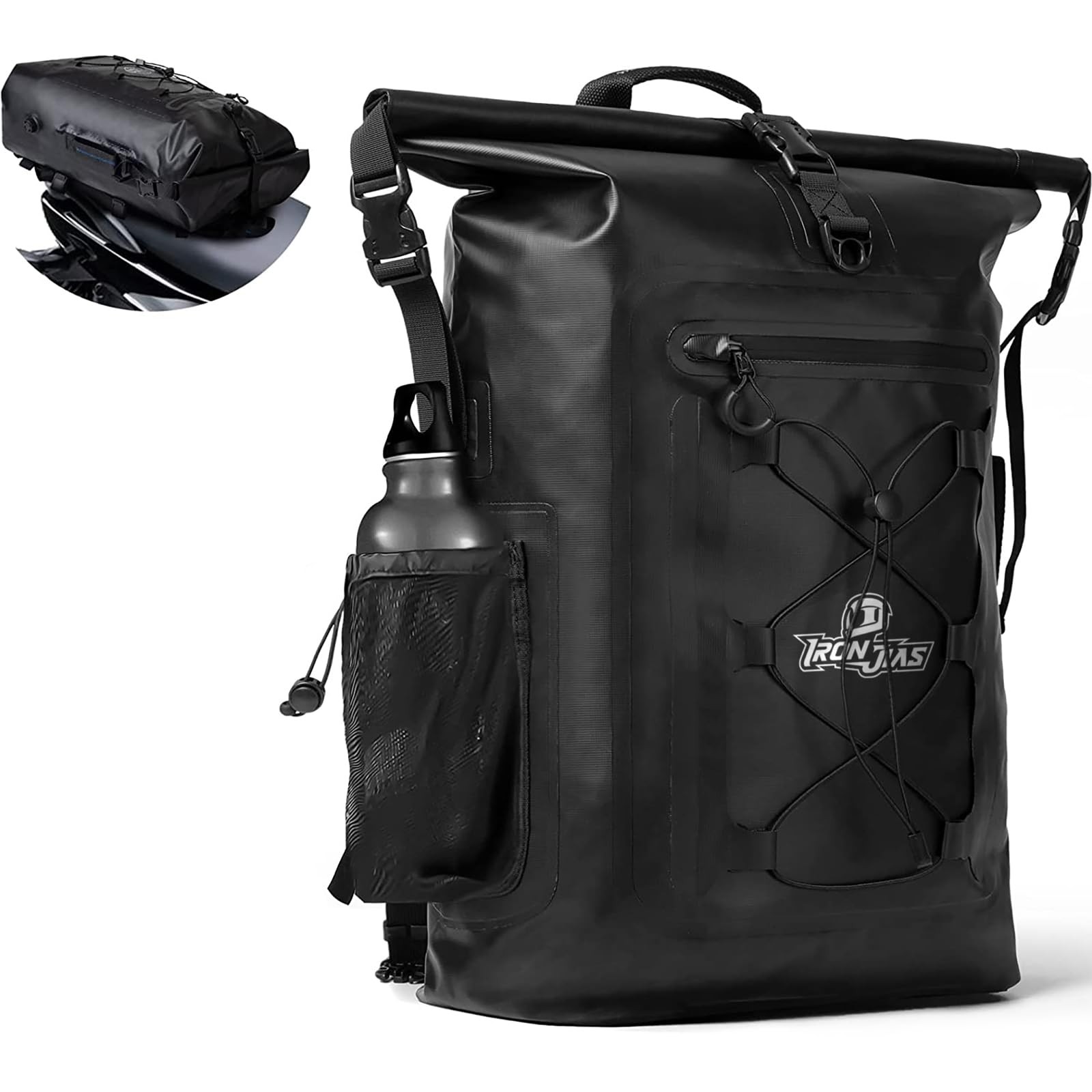 Grapelet Motorcycle Sissy Bar Bag Waterproof Motorcycle Backpack Tail Bag Tra…