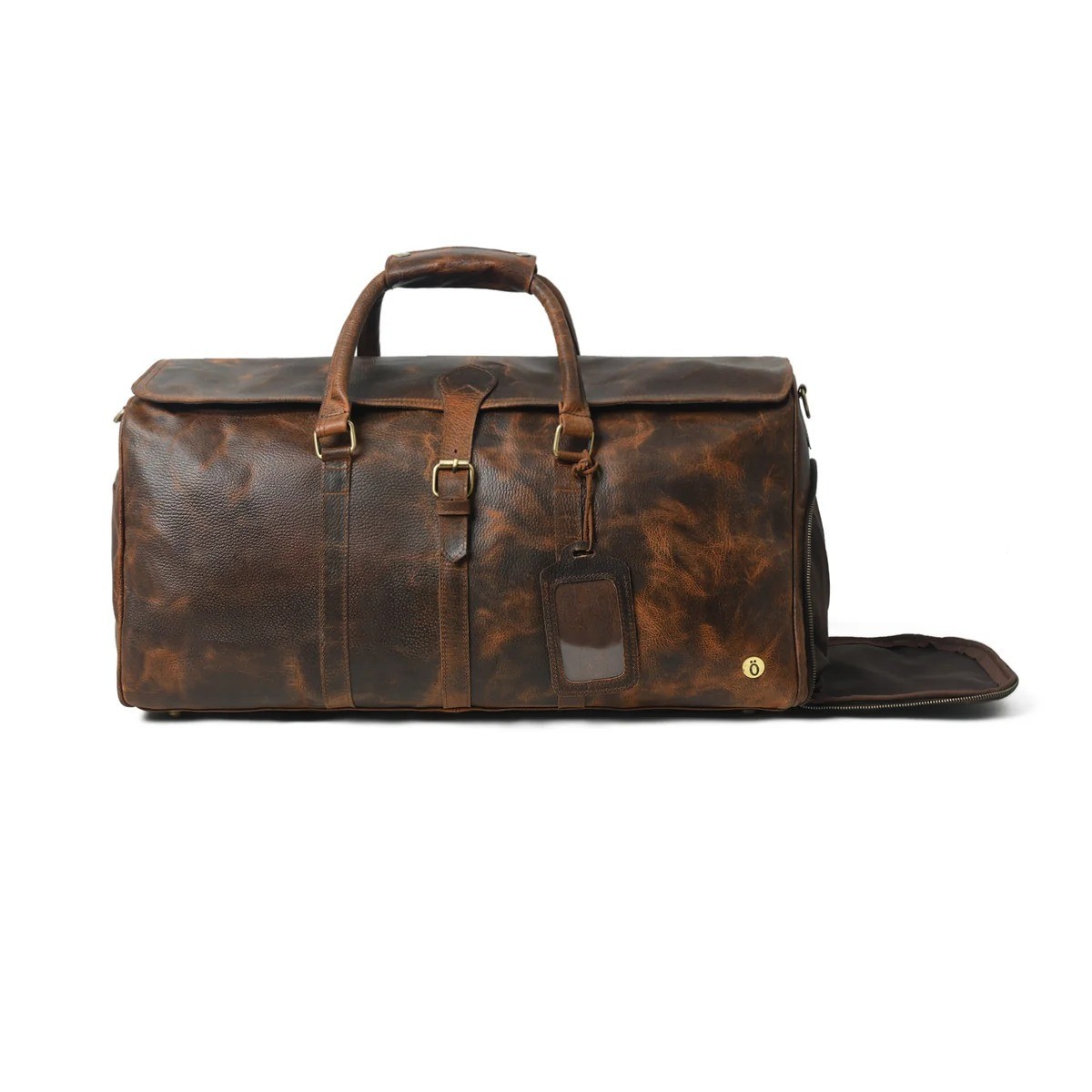 24″ Full Grain Buffalo Leather Duffle Bag Travel Weekender Carry On Brown