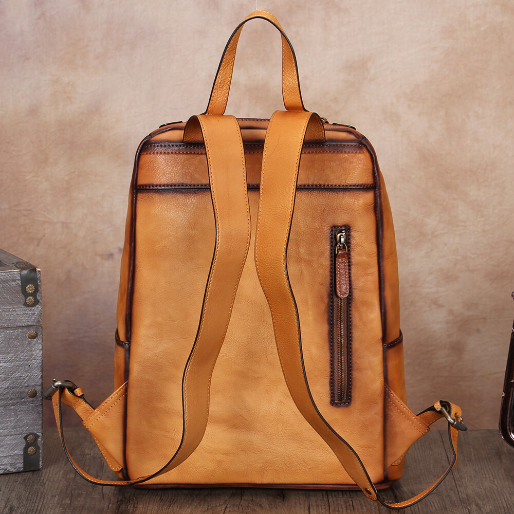Genuine Leather Backpack Purse Men Vintage Rucksack Daypack for Travel Laptop