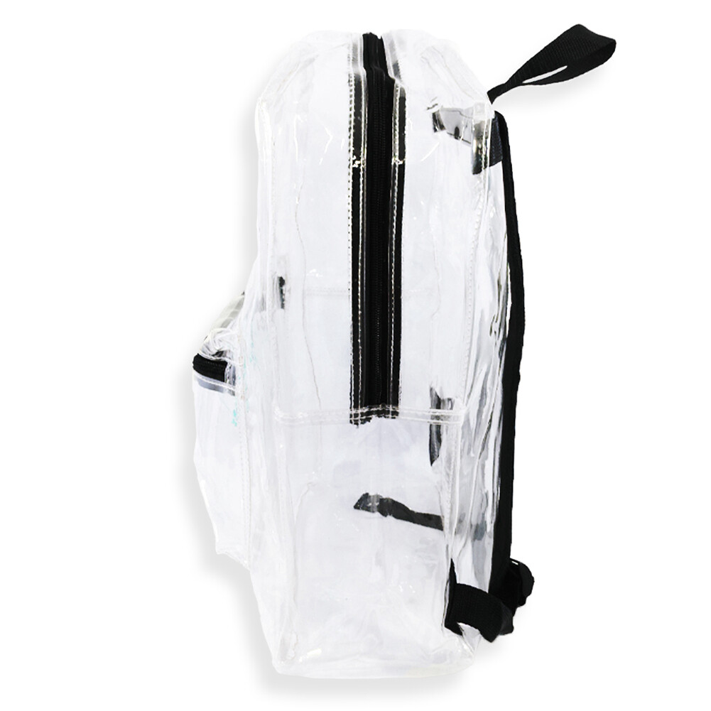 Transparent Clear Security Backpack Knapsack School College Bag with BLACK Trim