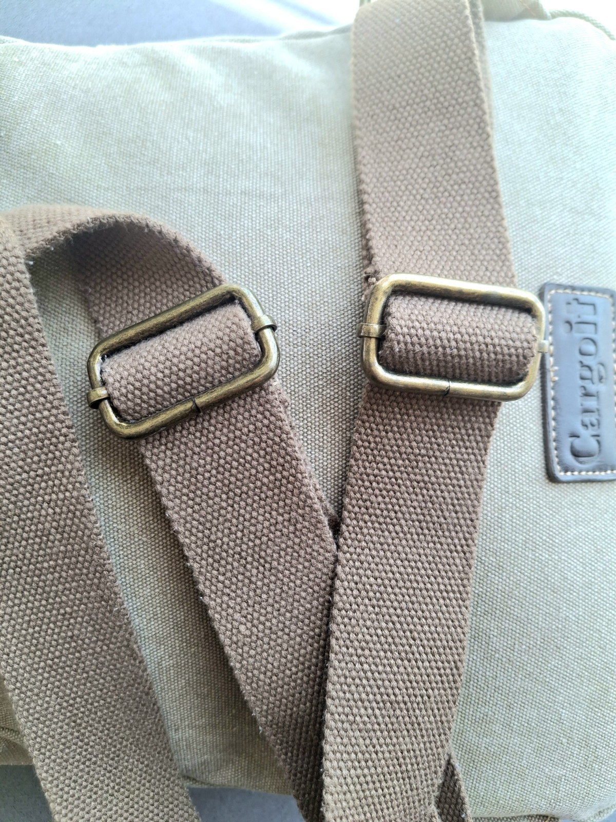 Cargoit Vtg Green Canvas Laptop Backpack Rucksack Leather Trim Magnetic Close