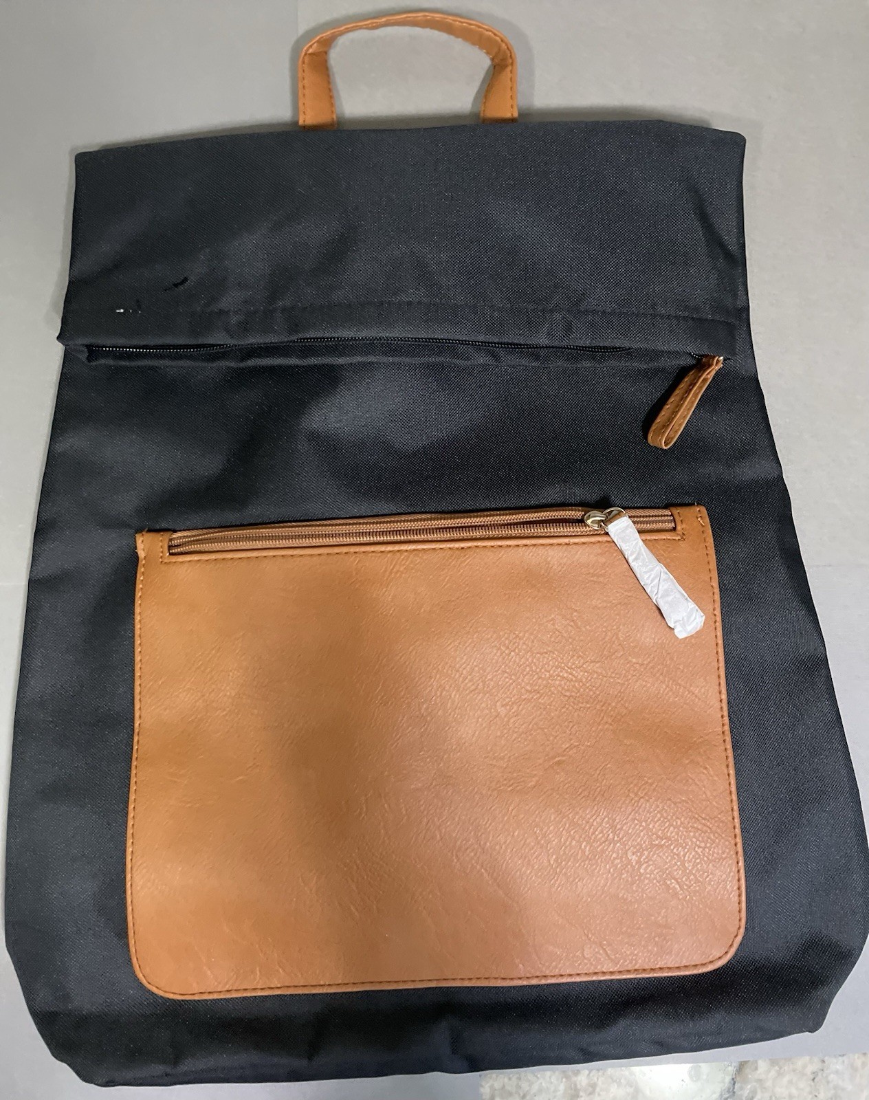 DSW Canvas Foldover Backpack Black Brown Lightweight Casual Everyday Daypack