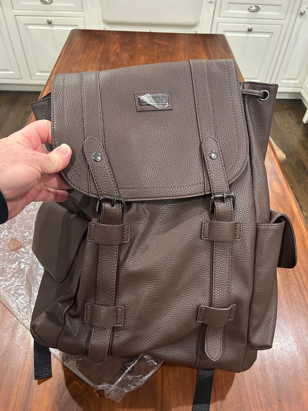 Luigi Fusaro Napoli Mens PLU Leather Backpack, Made in Italy, Isaia, NEW IN BAG