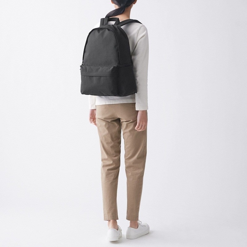 MUJI Water-Repellent Rucksack Lightweight Shoulder Relief Black 17x13x6in 20L