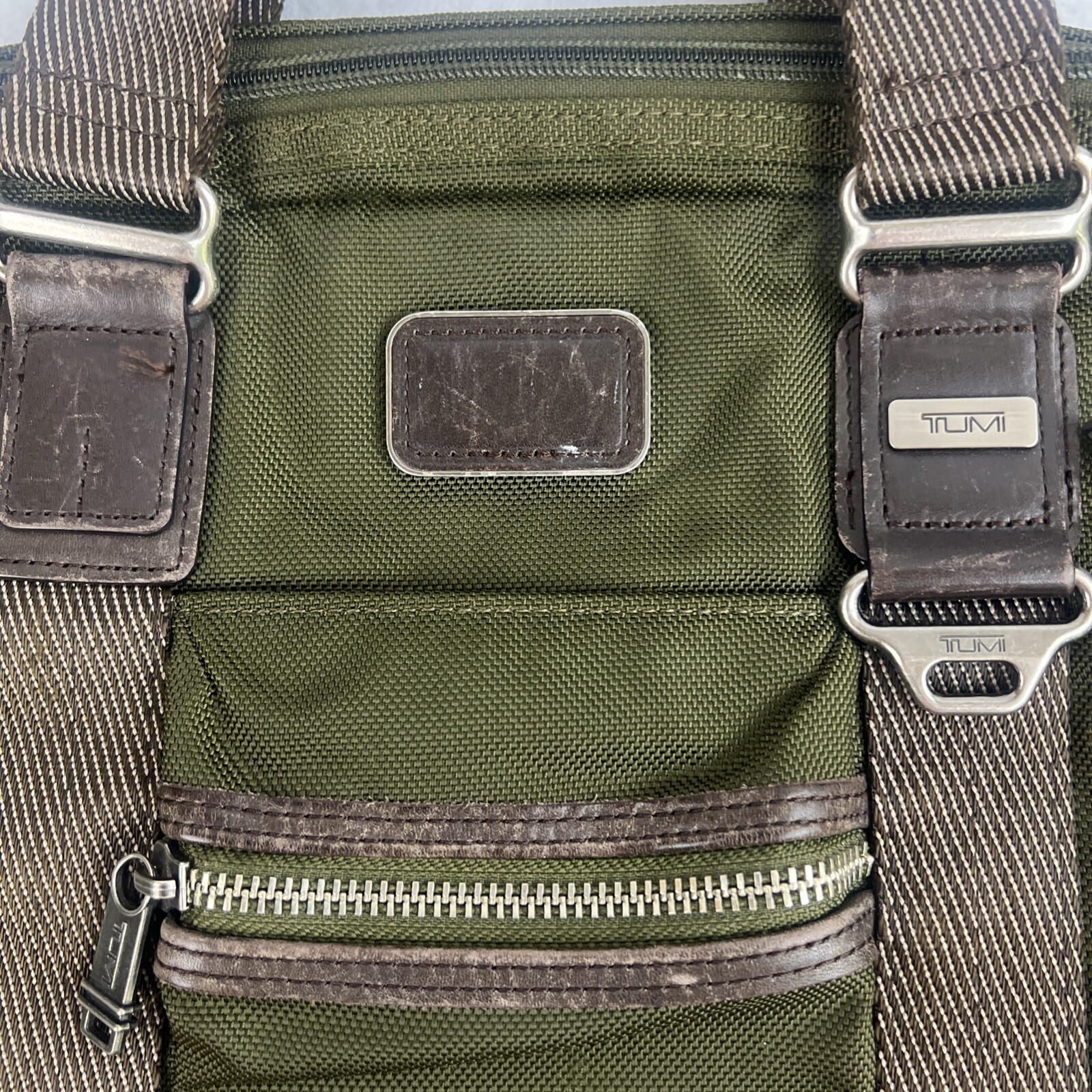 TUMI Alpha Bravo Anthracite Nylon Green Computer Briefcase Expandable Laptop Bag