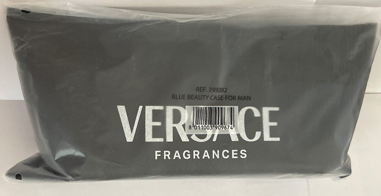 VERSACE BLUE TOILETRY ZIP UP LOGO CARRY BAG BEAUTY CASE POUCH W/HANDLE DUST BAG