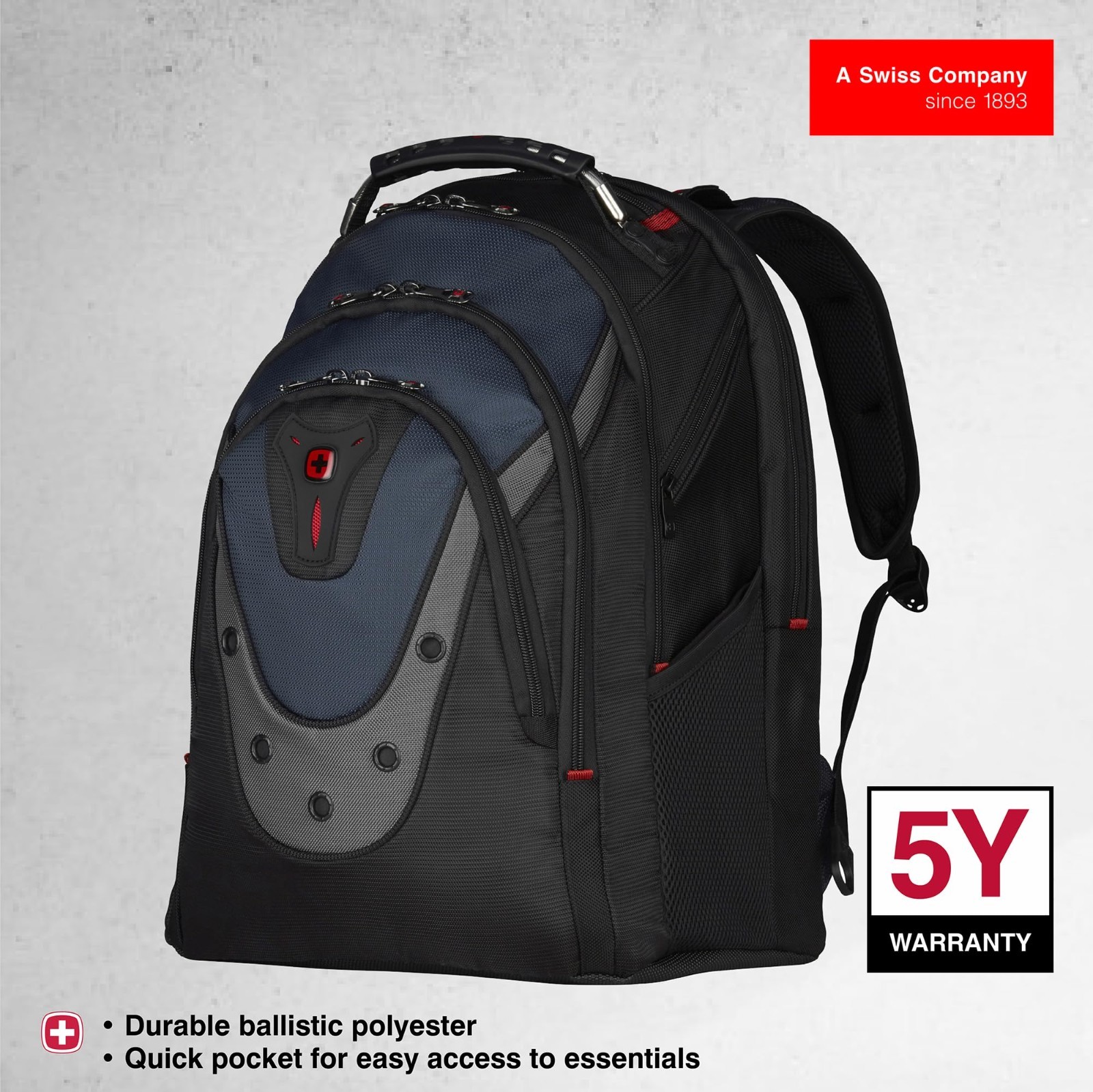 17″ Laptop Backpack for Men & Women, Stylish Black/Gray/Blue Bag, Durable & Spac