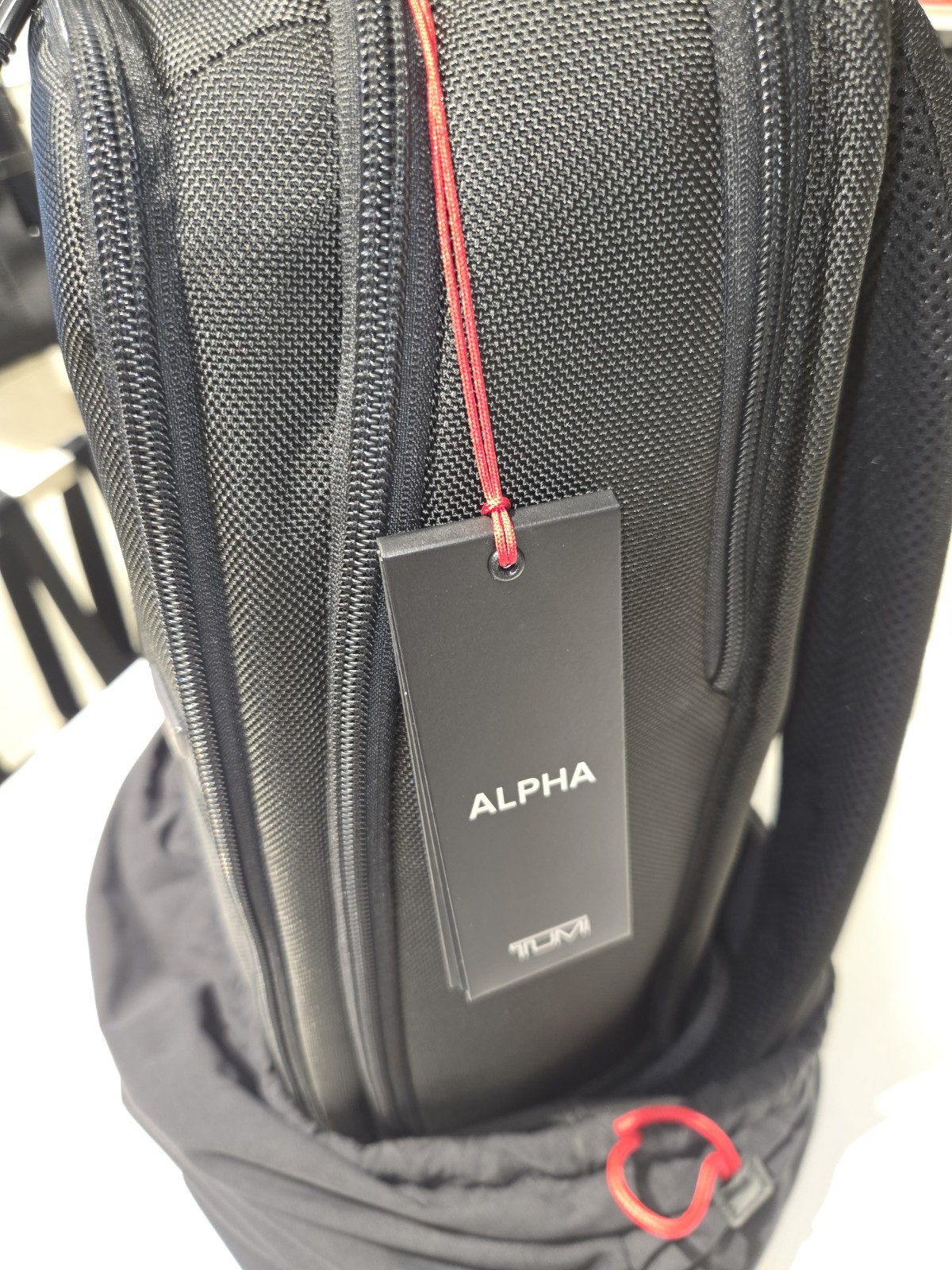 NWT TUMI ALPHA Blk Ballistic Nylon Slim Backpack+Red Pouch+Organizer Travel Tote
