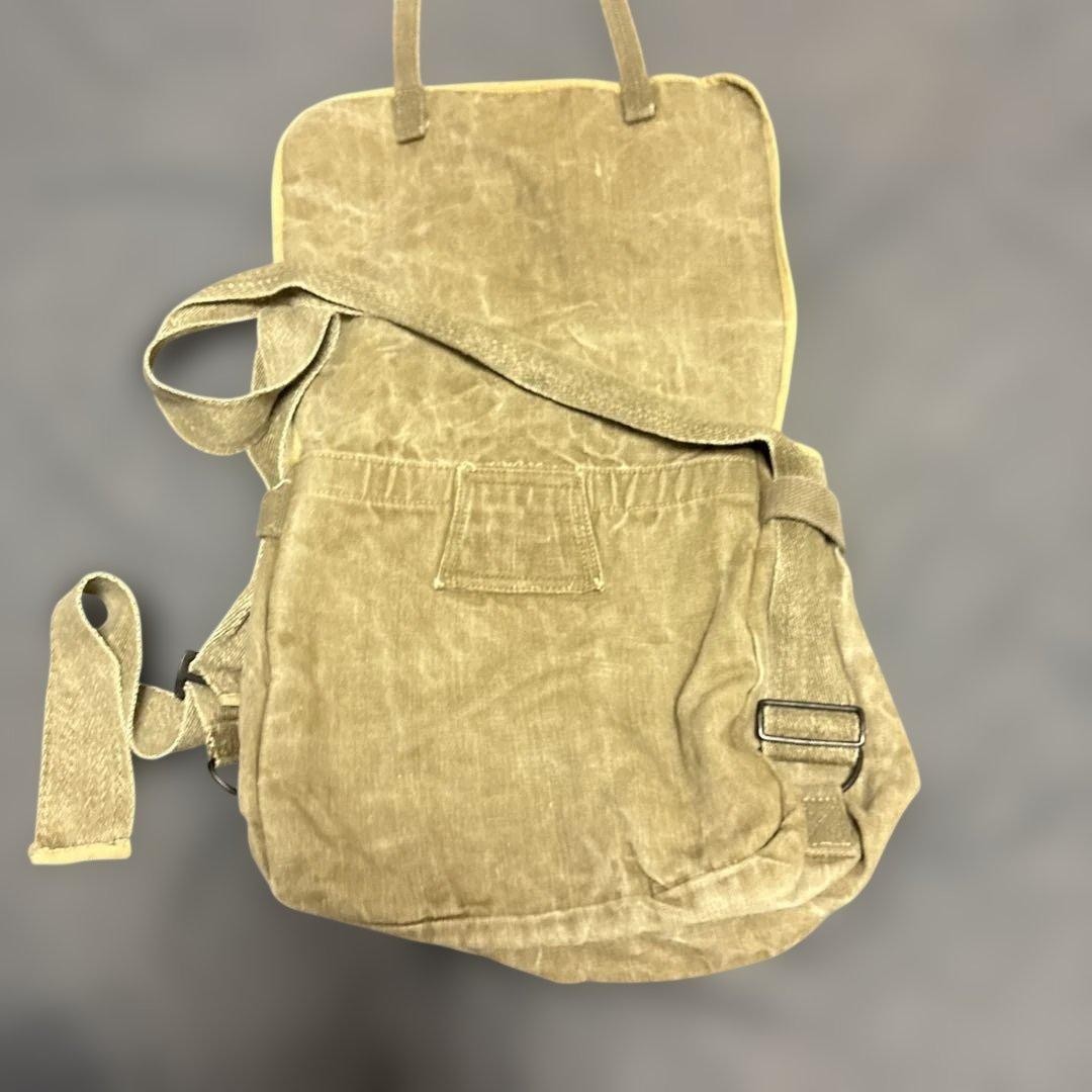 French Army Linen Shoulder Bag 1950s Used Military Canvas