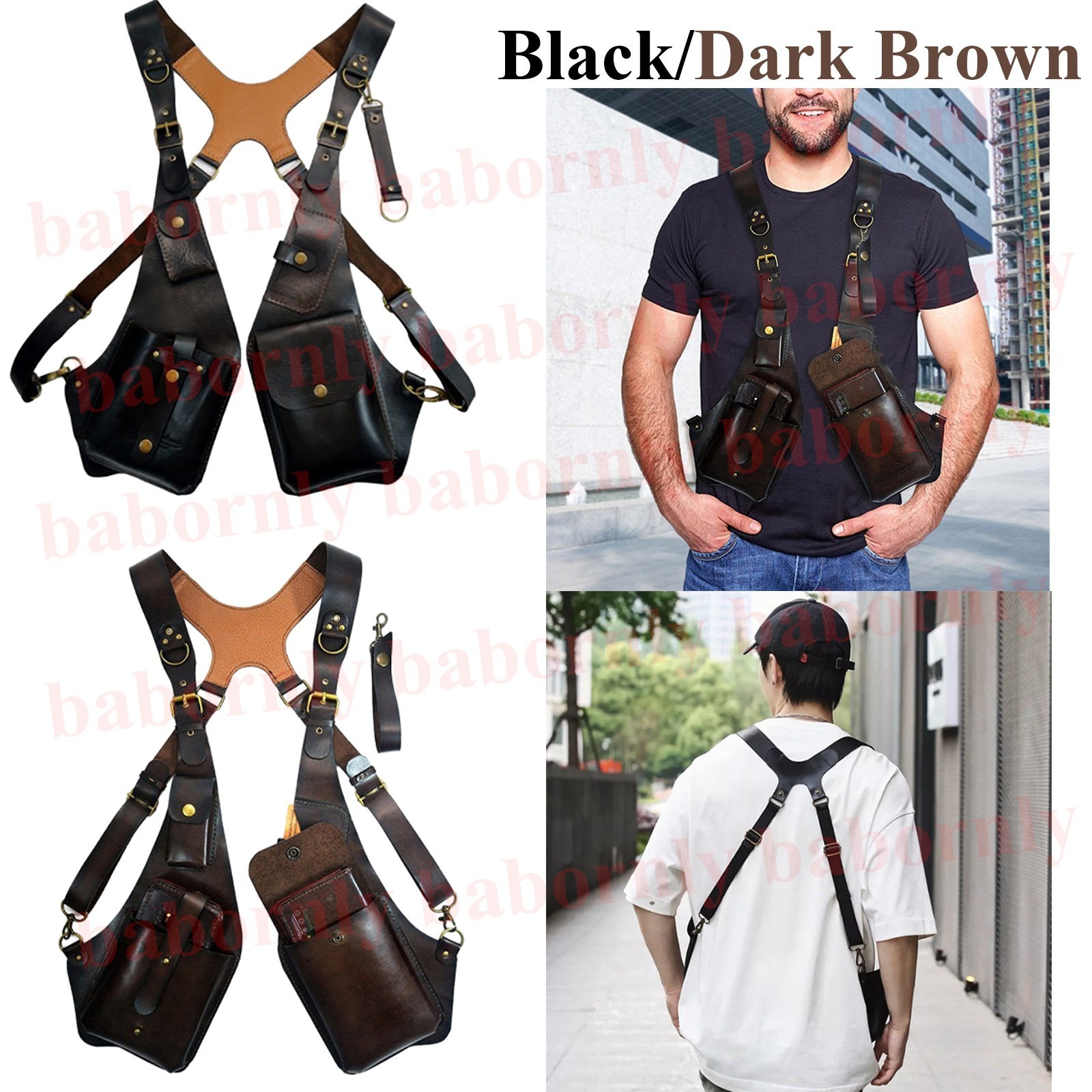 Adjustable Mens Anti-Theft Underarm Shoulder Bag PU Leather Wallet Holster Bag