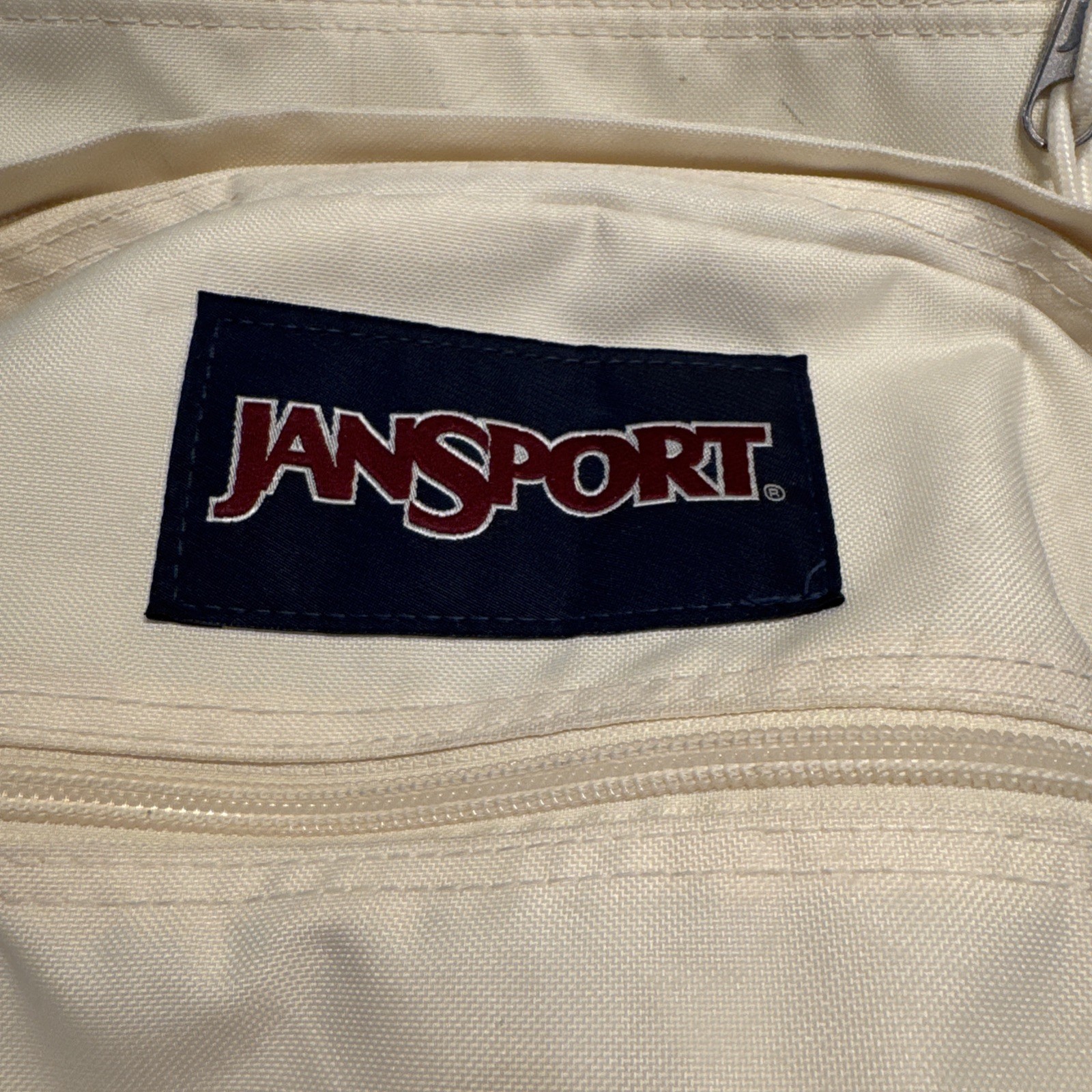 Jansport USA School Backpack Book Bag Brown Leather Bottom Ivory Back To School