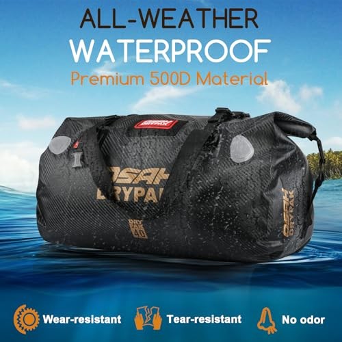 Waterproof Duffel Bag – Motorcycle Dry Bag Tail Bag with Large 40L Carbon Fibre