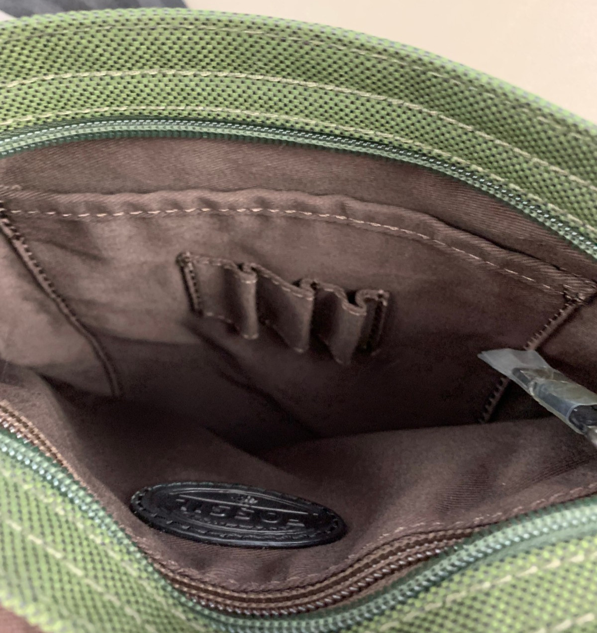 Fossil Men’s Mercer Nylon Slim Messenger Crossbody Bag, Olive Green, One Size