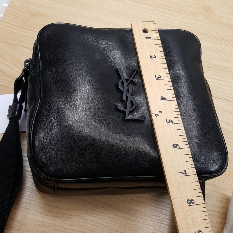 SAINT LAURENT YSL Black Lambskin Leather Niki Cube Crossbody $2000