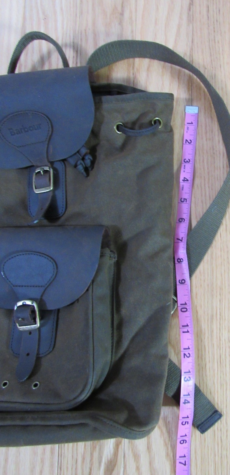 Vintage Barbour Small Waxed Knapsack Tartan Lined