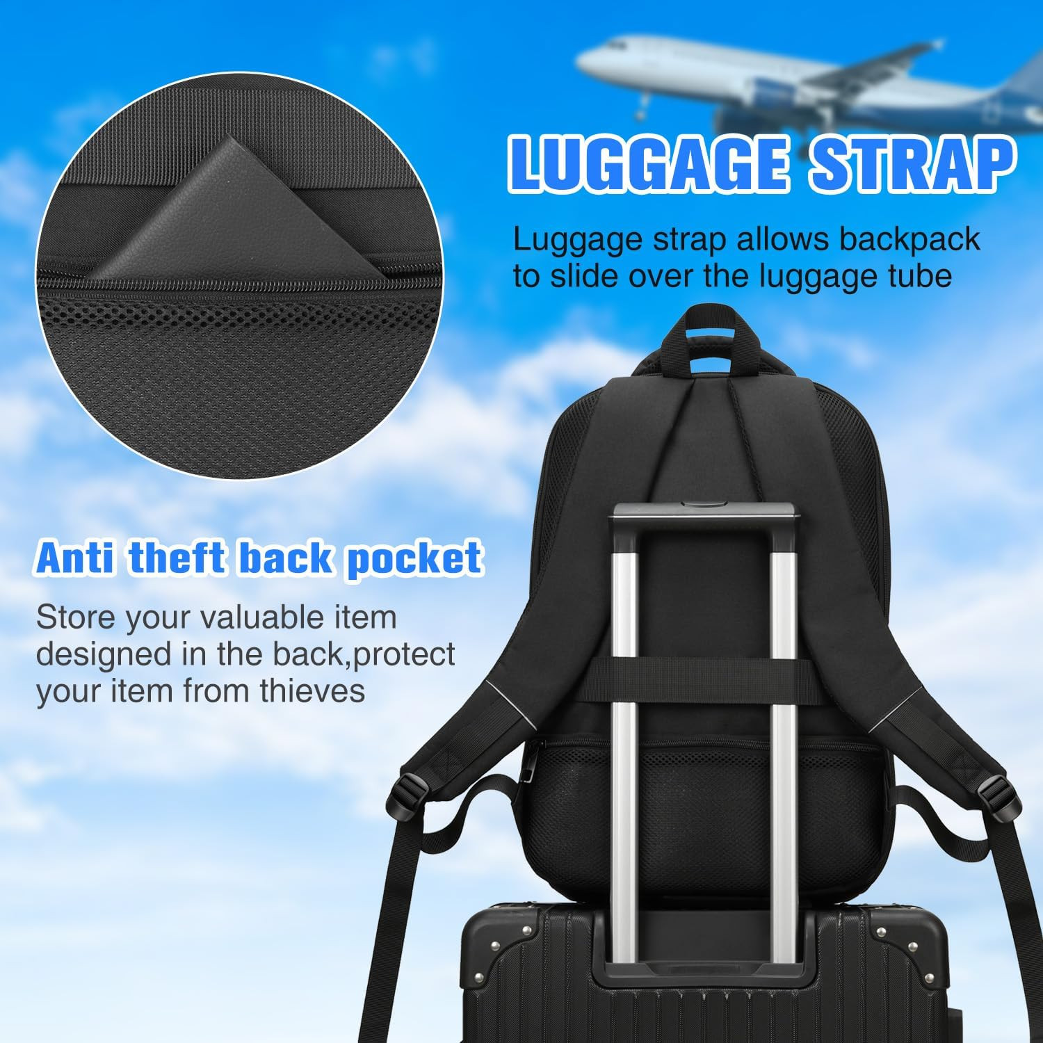 15.6” Laptop Backpack USB School College Travel Business Bag Anti Theft