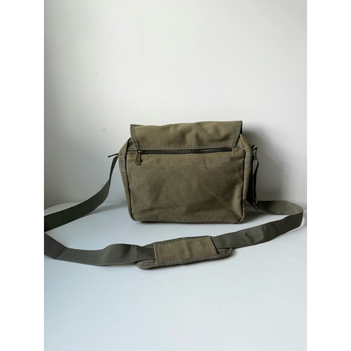 Olive Green Messenger Bag Small Canvas Multi Storage Tactical Hunting Camping