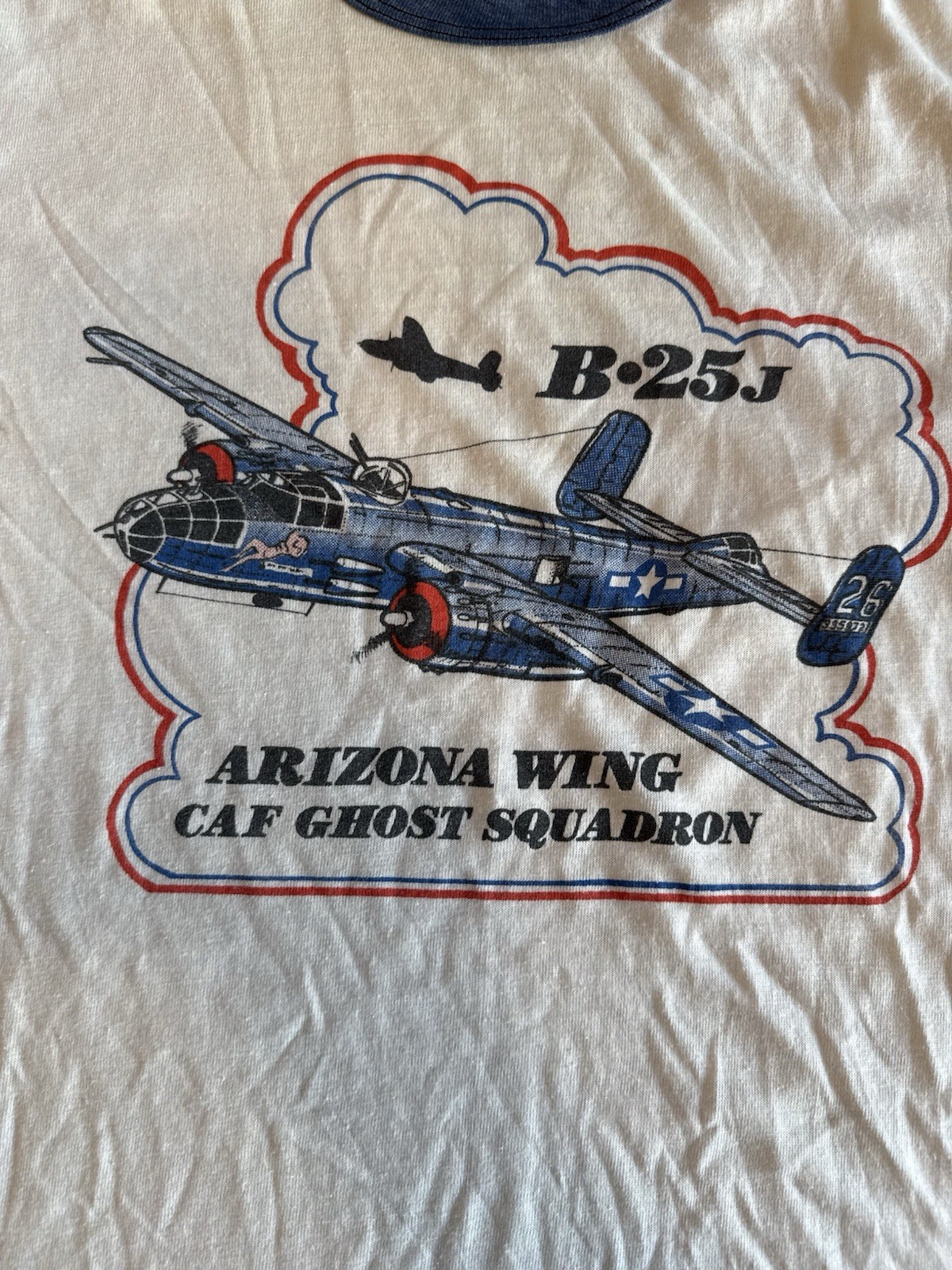 B 25J Arizona Wing Ghost Squadron Plane Military Ringer In The 80S T-Shirt Med