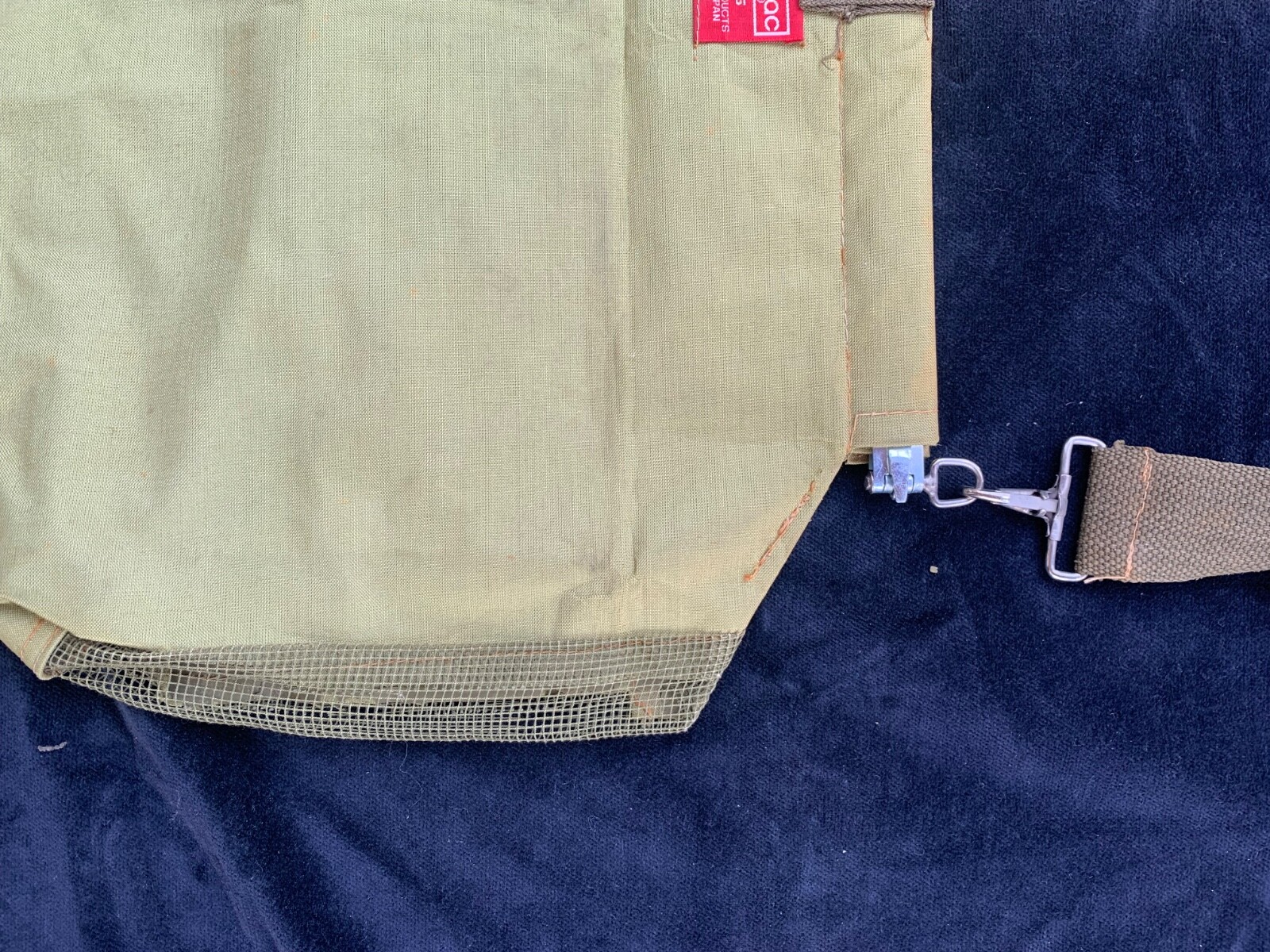 Compac vtg army green waterproof fabric shoulder bag-pockets/pouch-16”X11” Japan