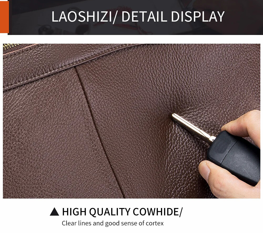 Men’s genuine leather 14 inch notebook bag, men’s office and business handbag